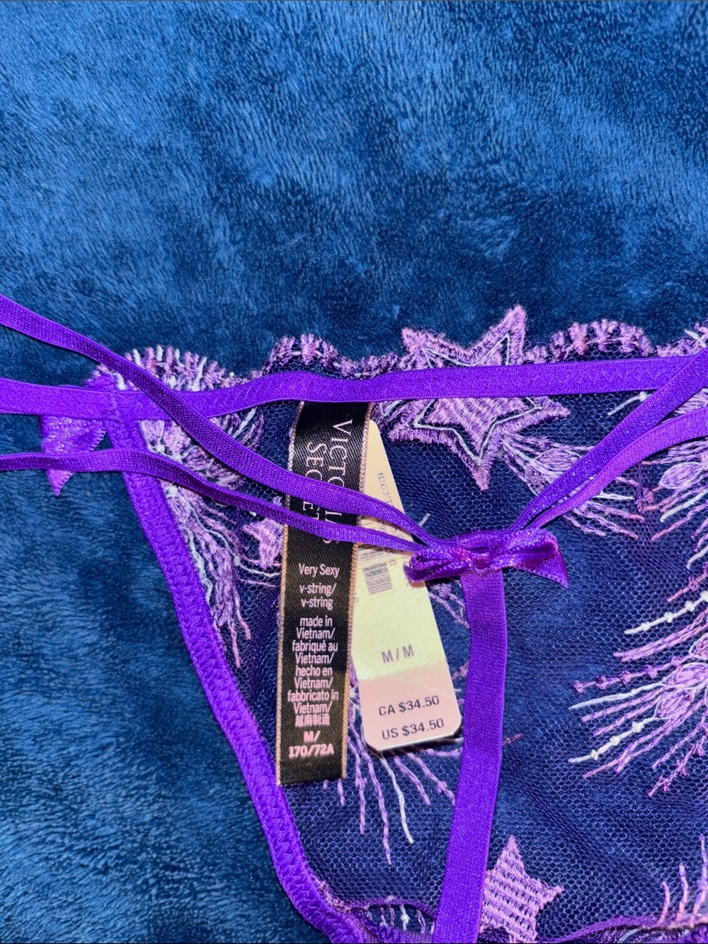 Victoria's Secret Very Sexy Sheer Thong with Gold Star and Firework Embroidery - Picture 2 of 3